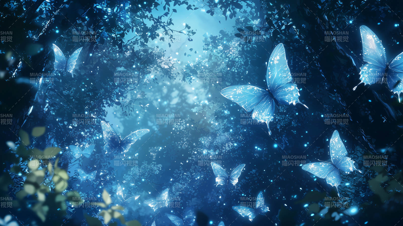 梦幻蓝蝶仙境图片