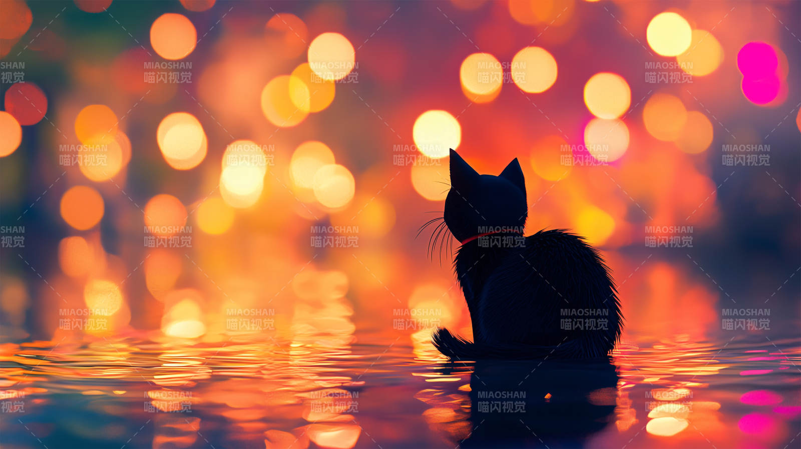 夜色中的猫咪图片