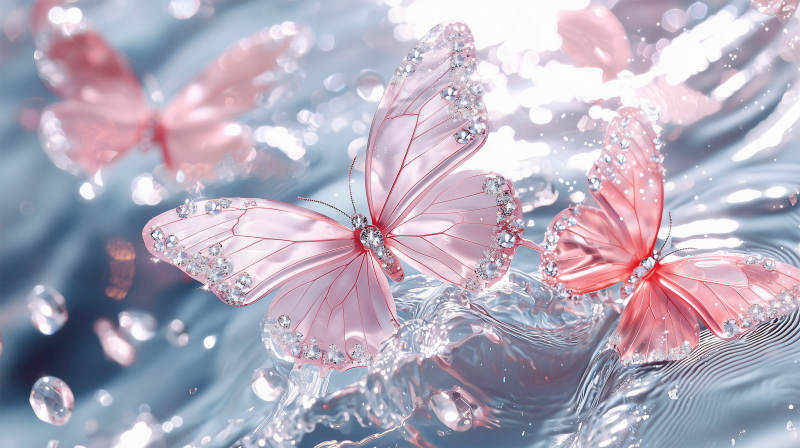 粉色梦幻蝴蝶图片