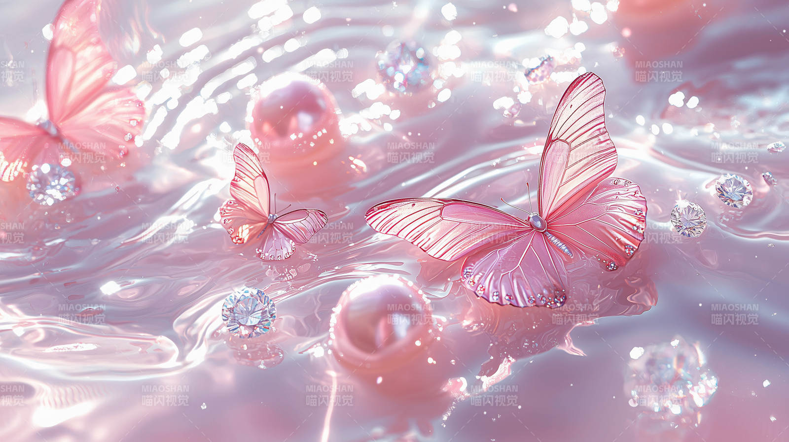粉色梦幻蝴蝶图片