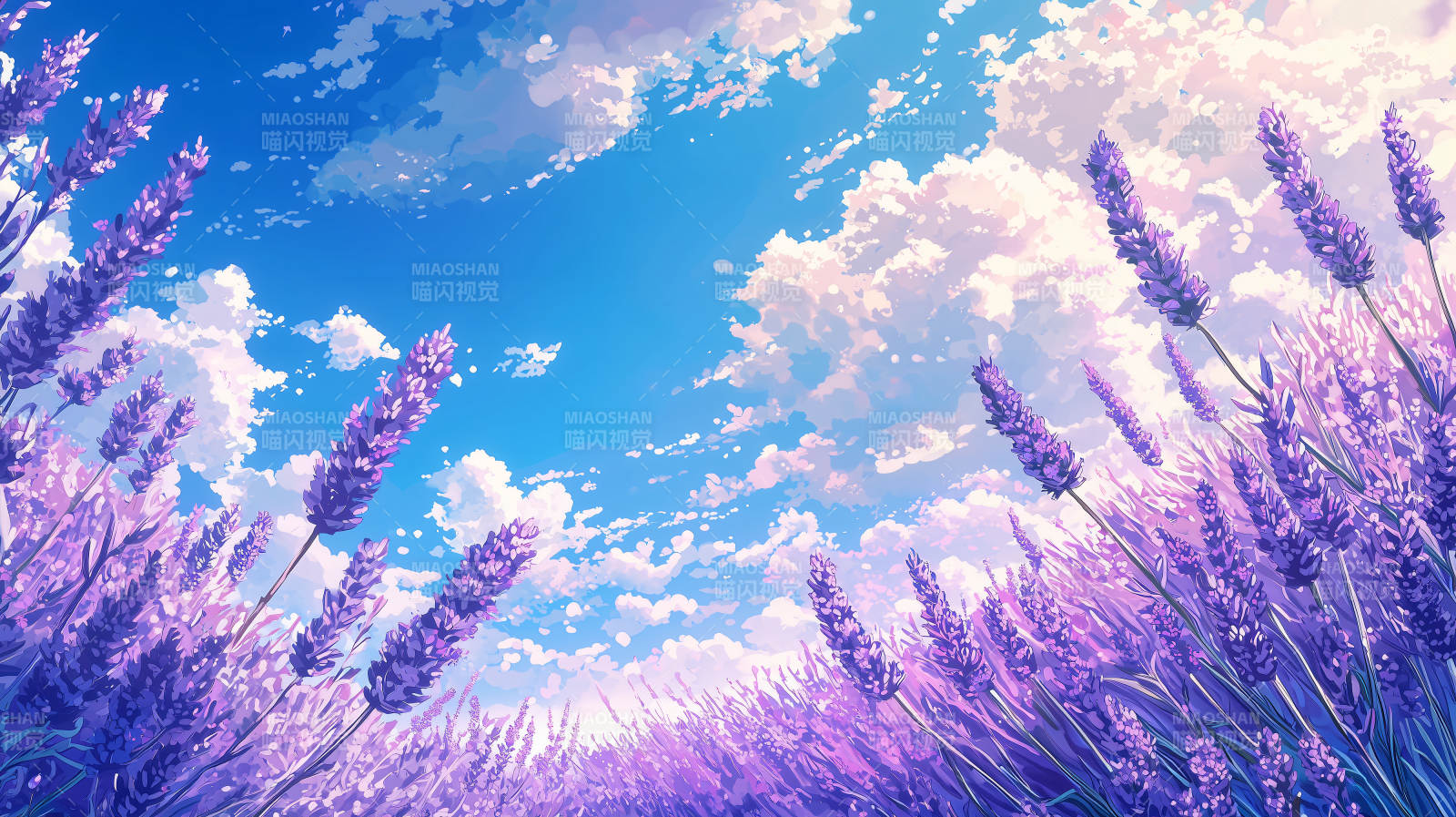 梦幻般的粉色花田图片