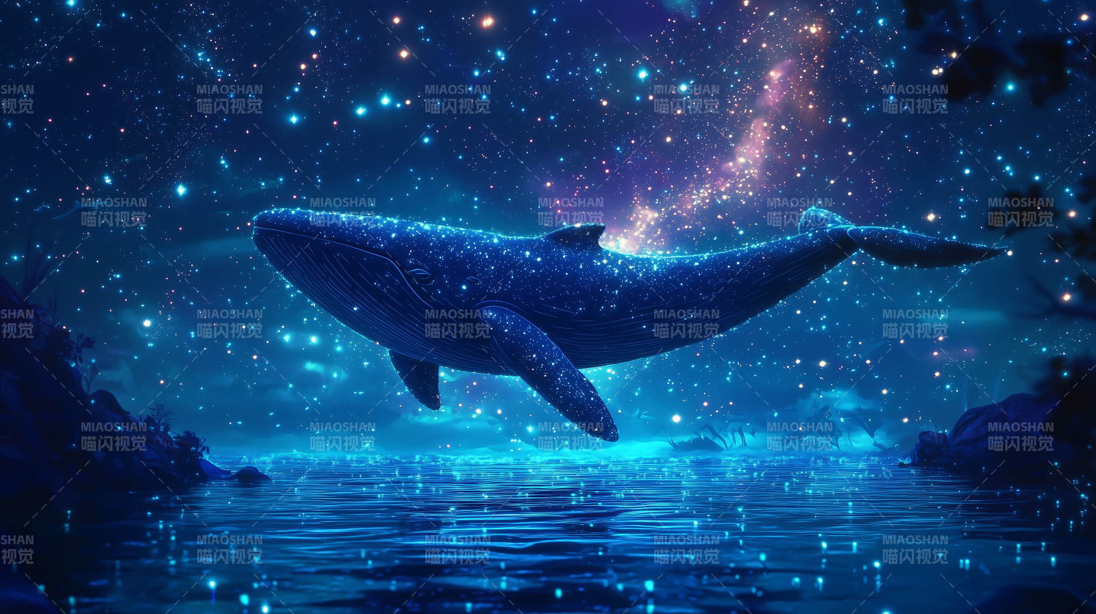 鲸鱼与星空图片