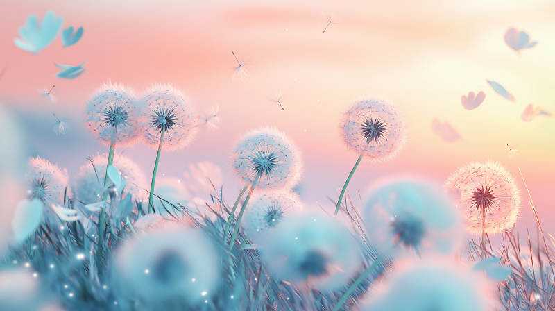 梦幻蒲公英田野图片