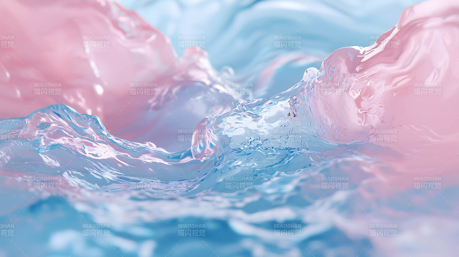 粉蓝交织的液体艺术图片