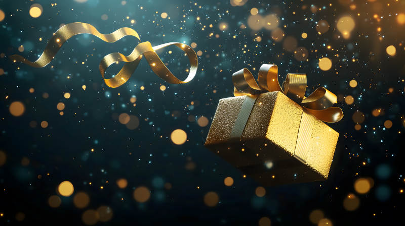 金色礼盒的璀璨祝福图片