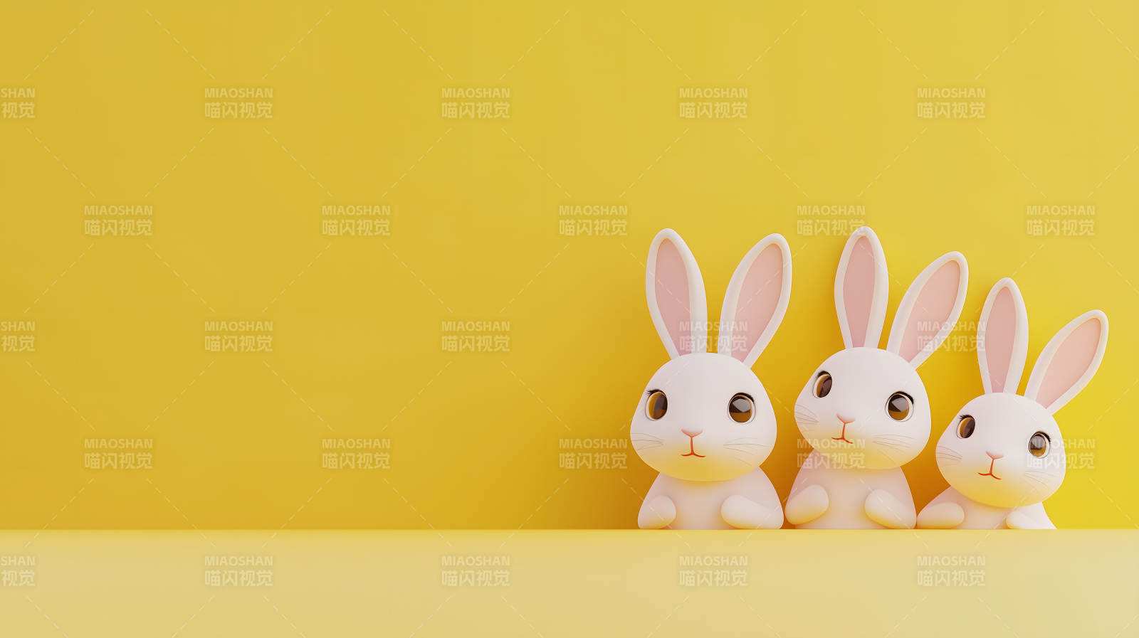 黄色背景下的兔子图片