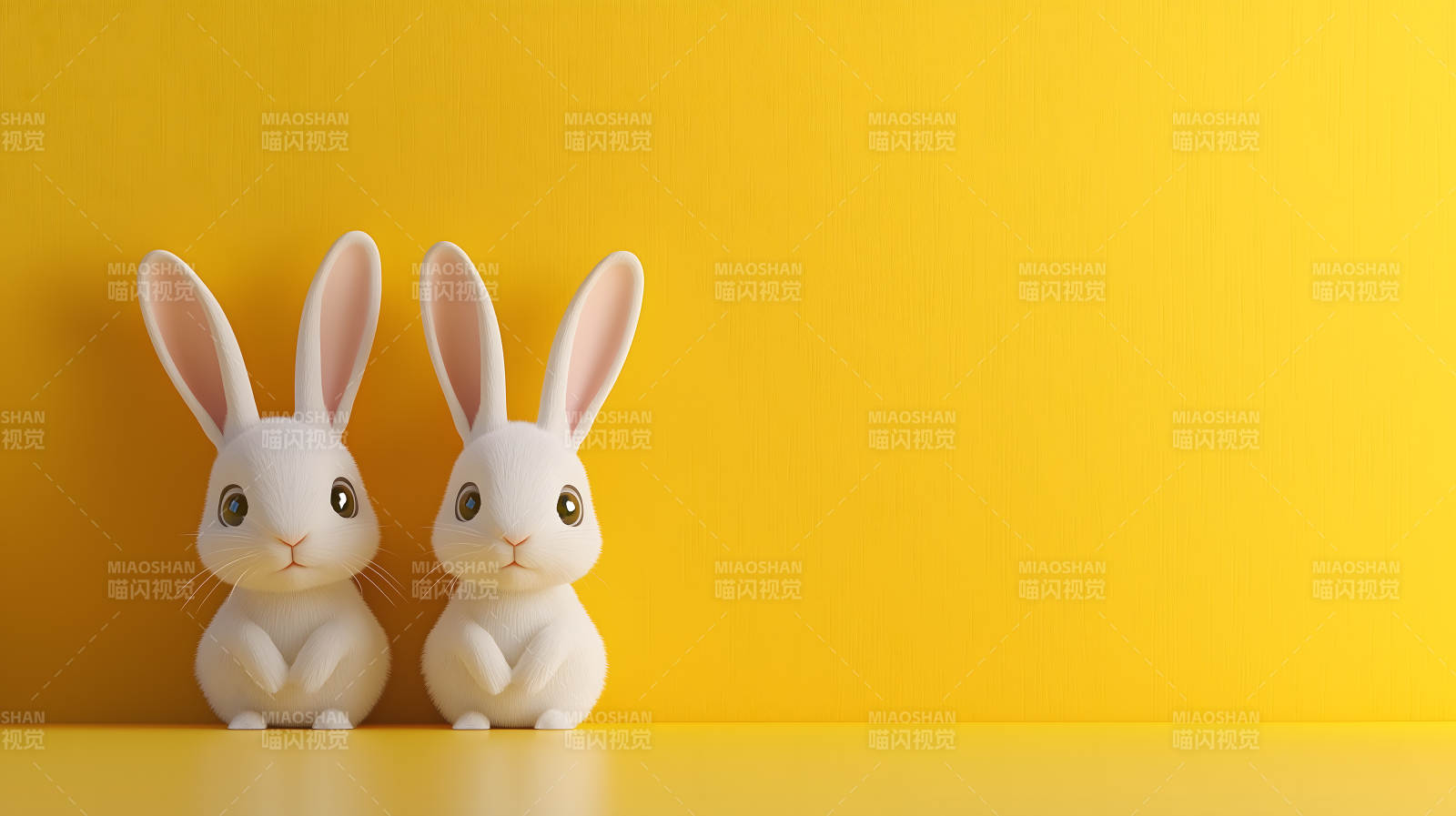黄色背景下的兔子图片