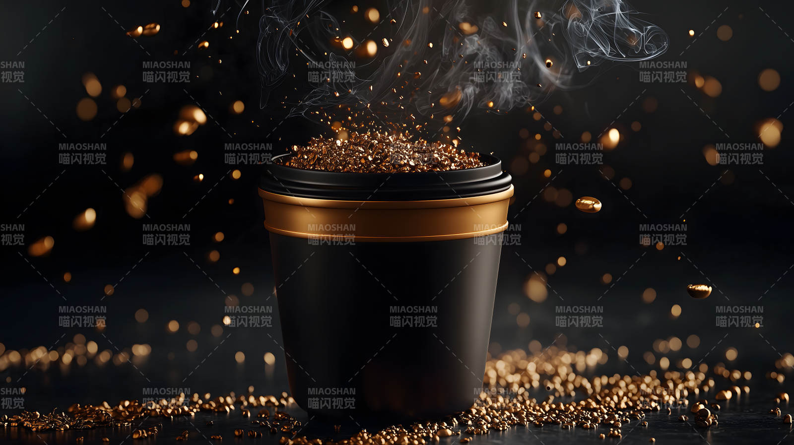 金色光影下的咖啡盛宴图片