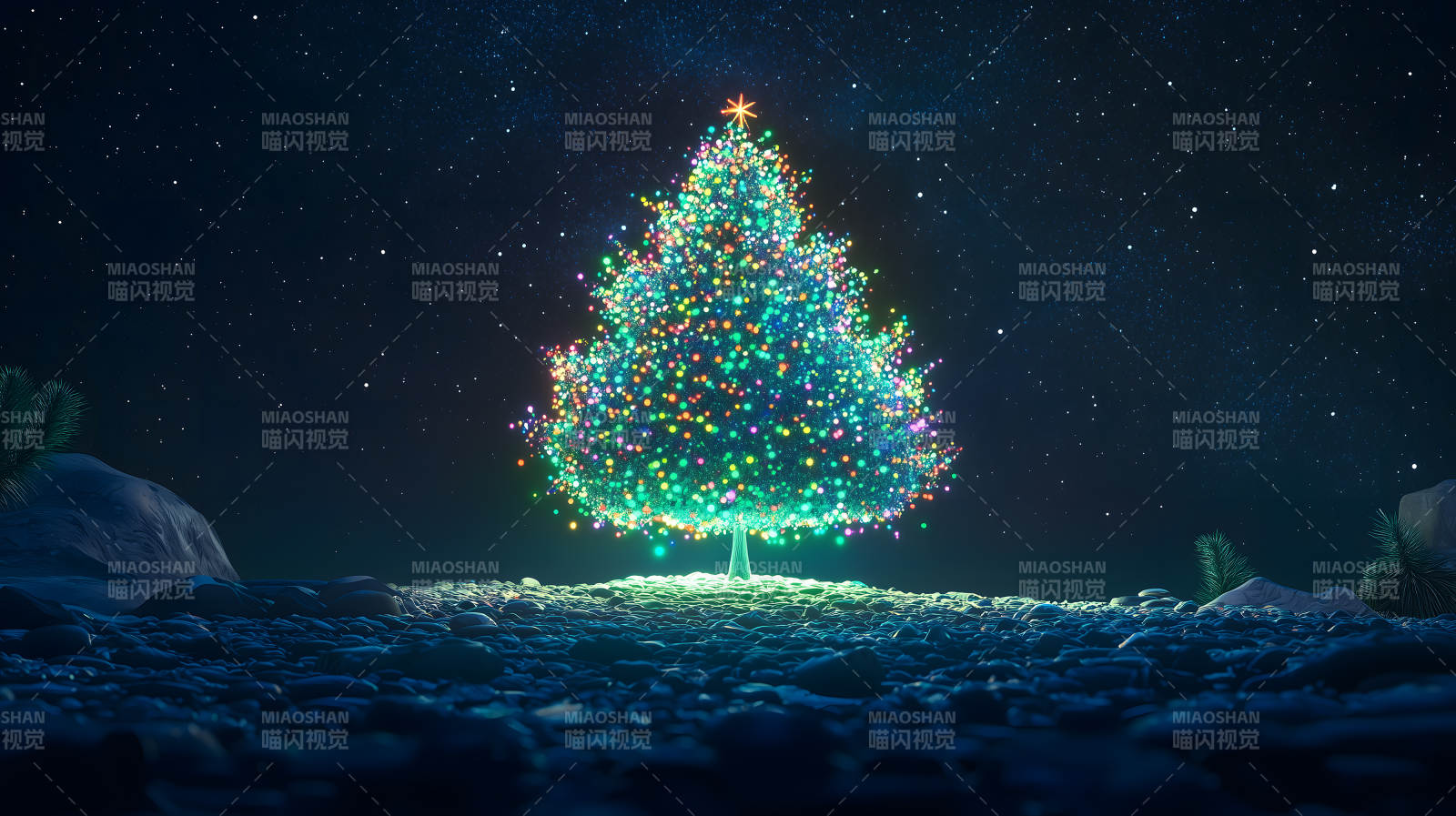 圣诞星夜的宁静之美图片