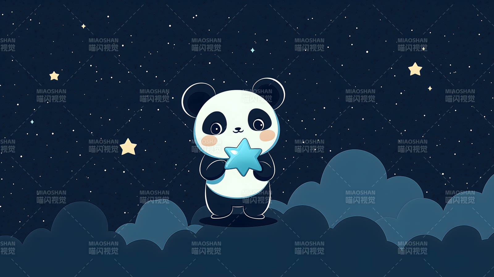 星空下的熊猫守护者图片