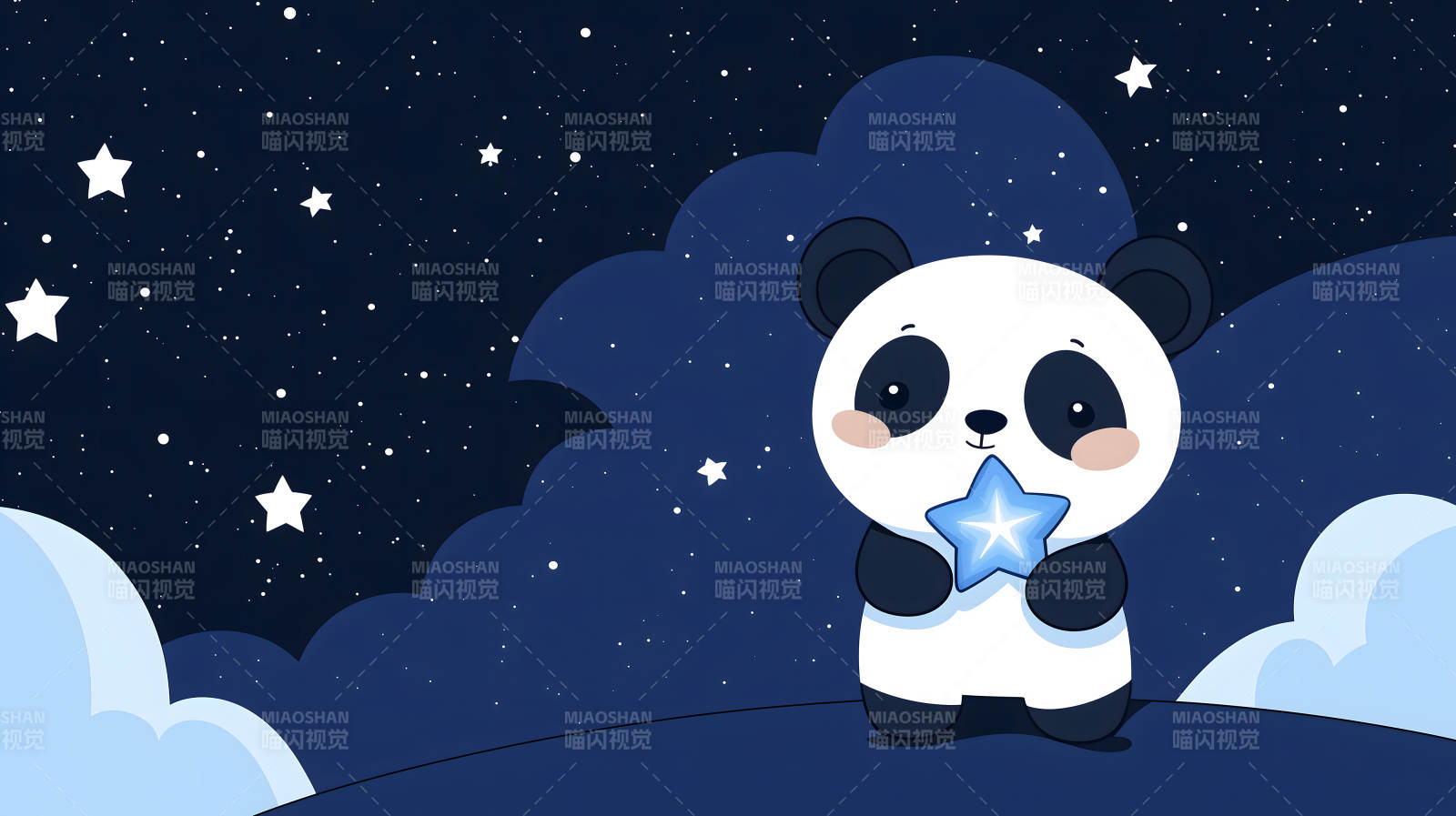 星空下的熊猫守护者图片
