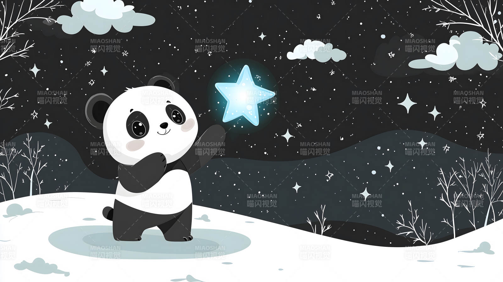 星空下的熊猫守护者图片