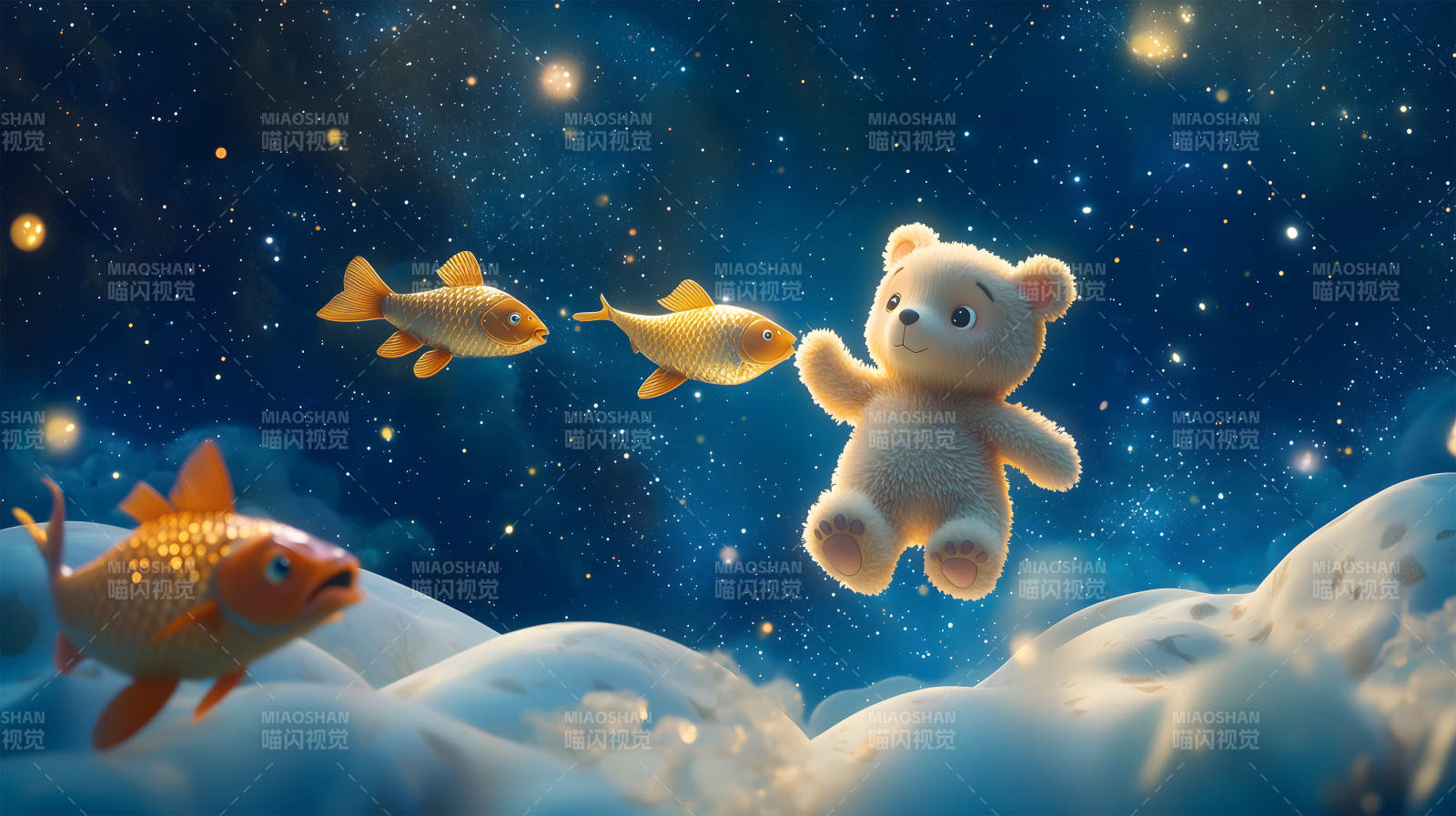小熊与金鱼的奇幻相遇图片