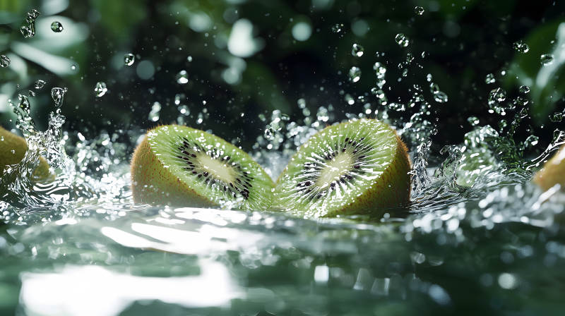 猕猴桃在水中绽放图片