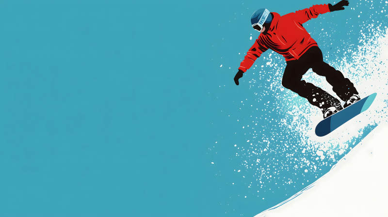 雪山飞驰的滑雪少年图片