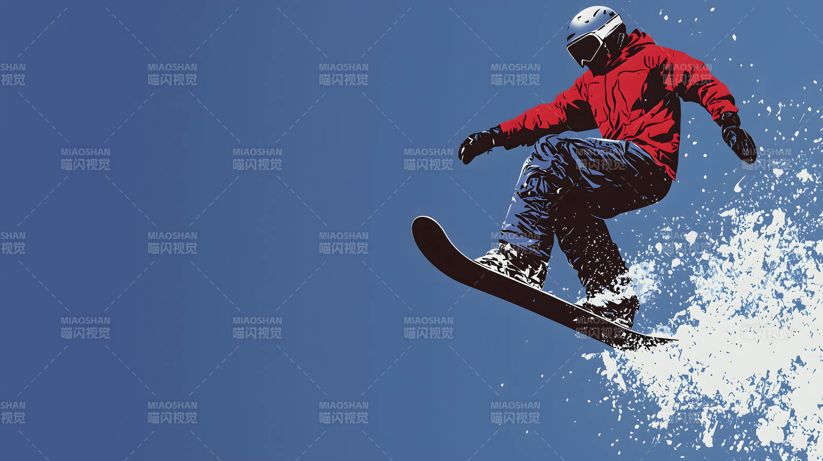 雪山飞驰的滑雪少年图片