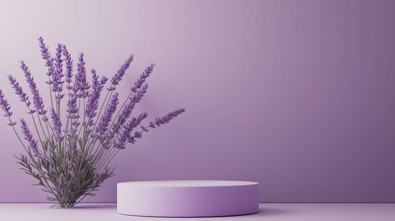 薰衣草与极简主义展台图片