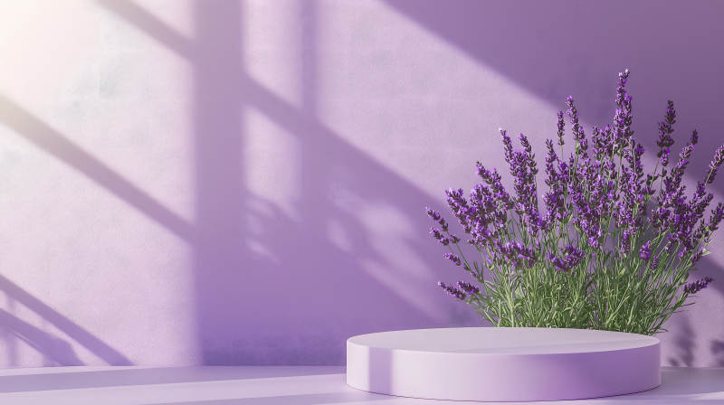 薰衣草与极简主义展台图片