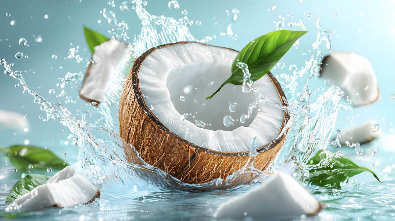 水花四溅的椰香诱惑图片