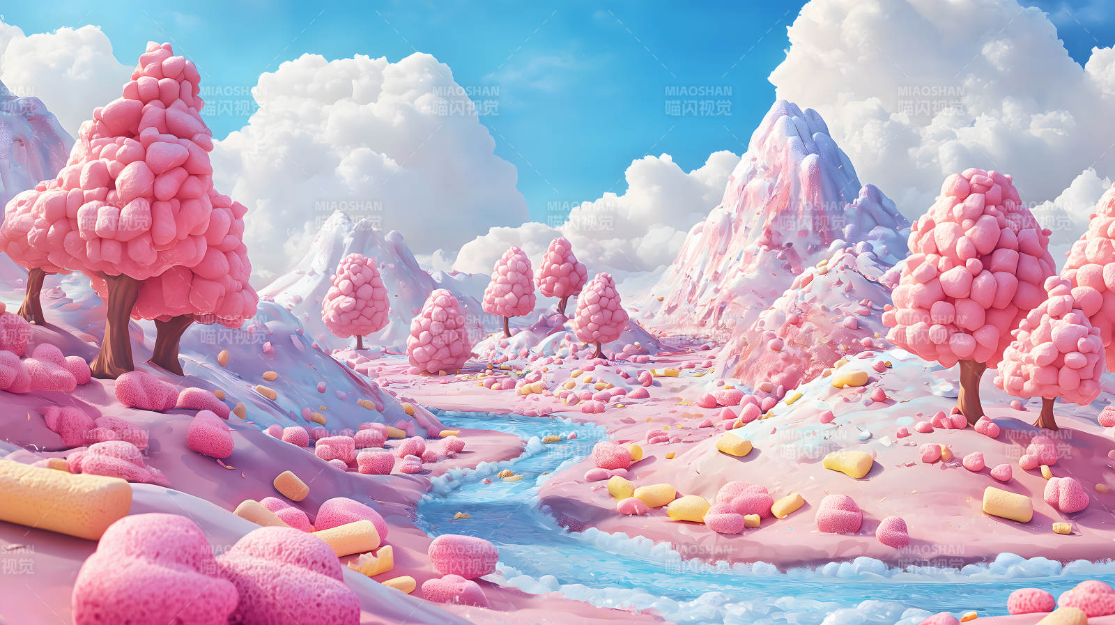 粉色梦幻糖果世界图片