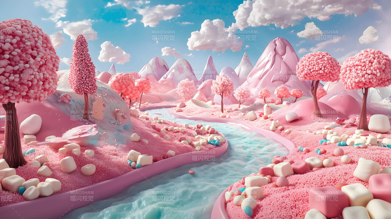 粉色梦幻糖果世界图片