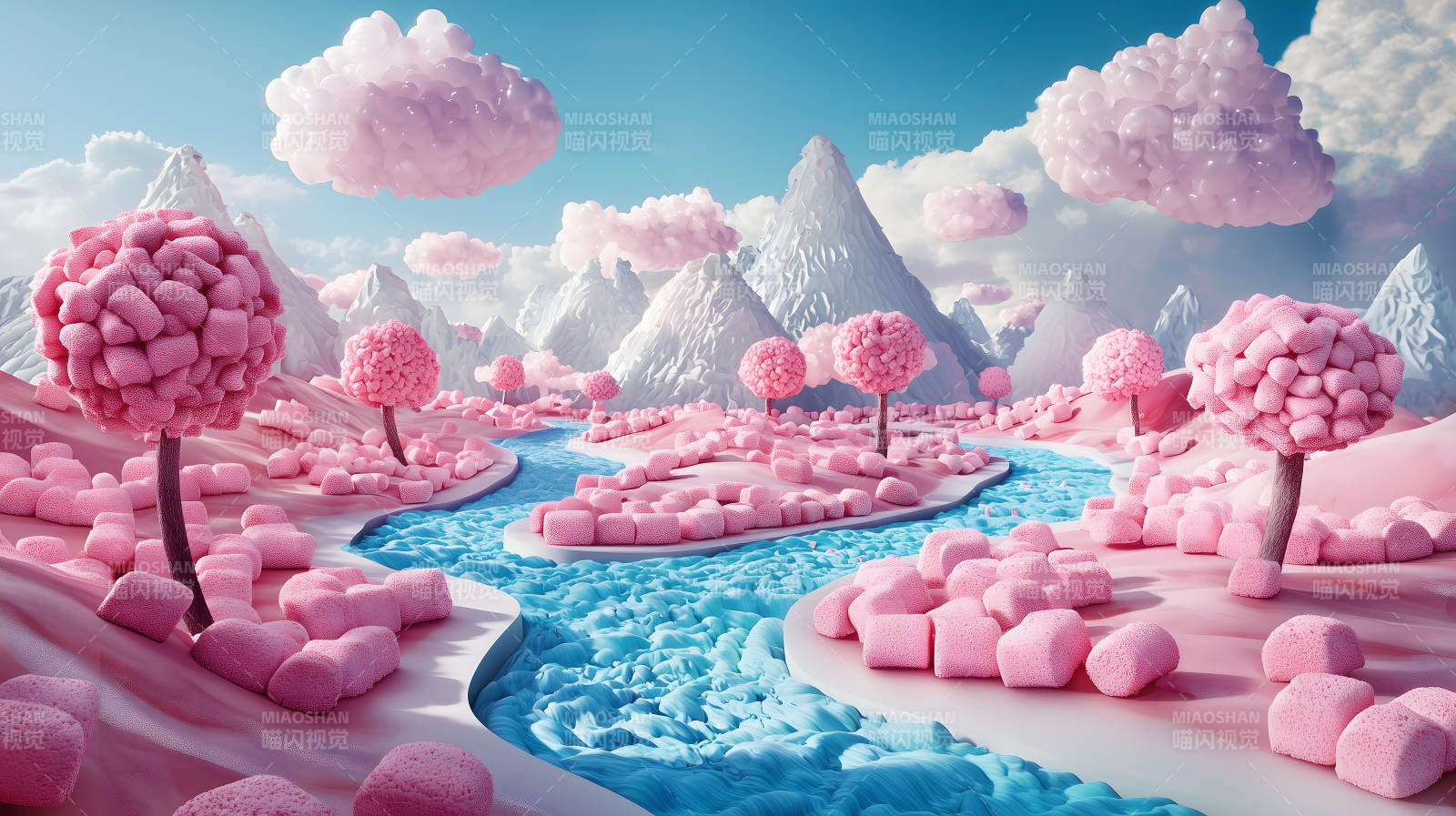 粉色梦幻糖果世界图片