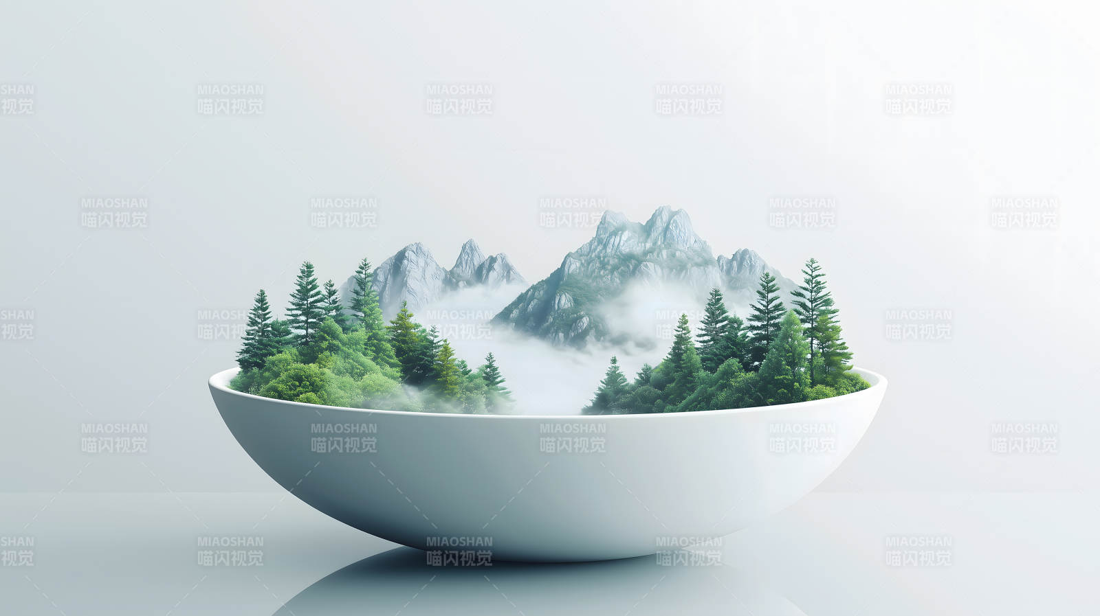 碗中的微缩山水世界图片