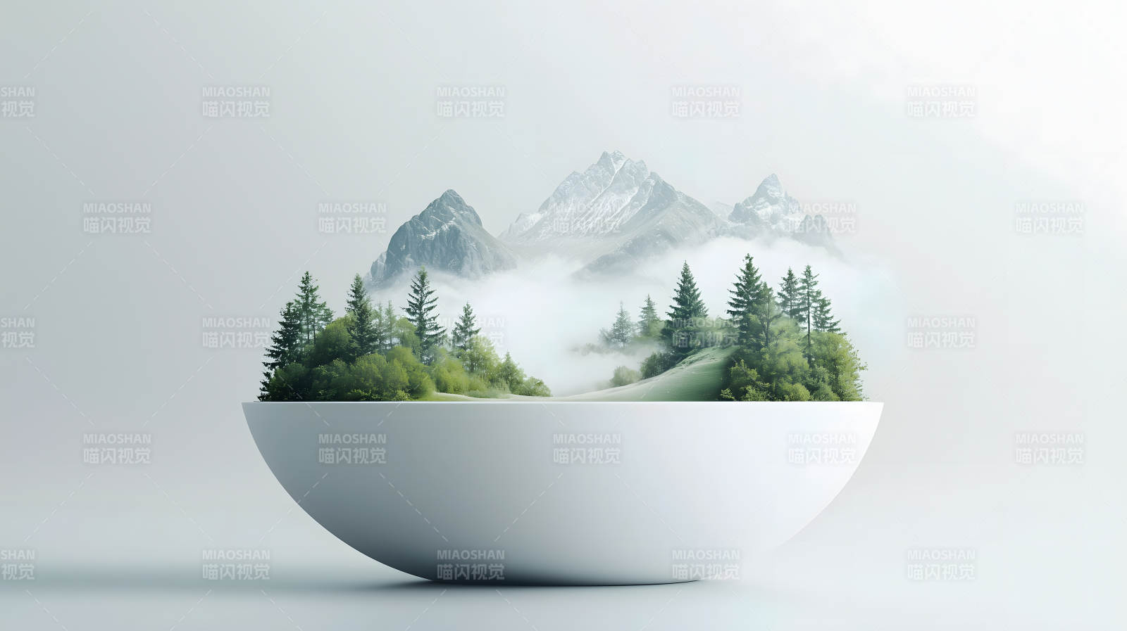 碗中的微缩山水世界图片