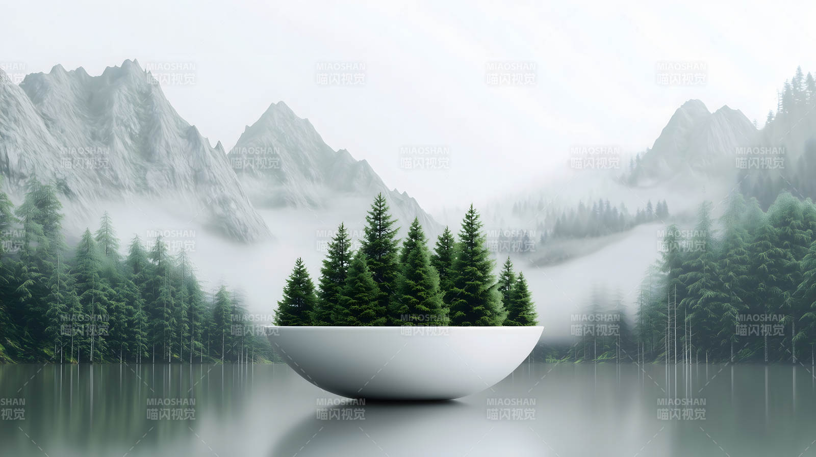 碗中的微缩山水世界图片