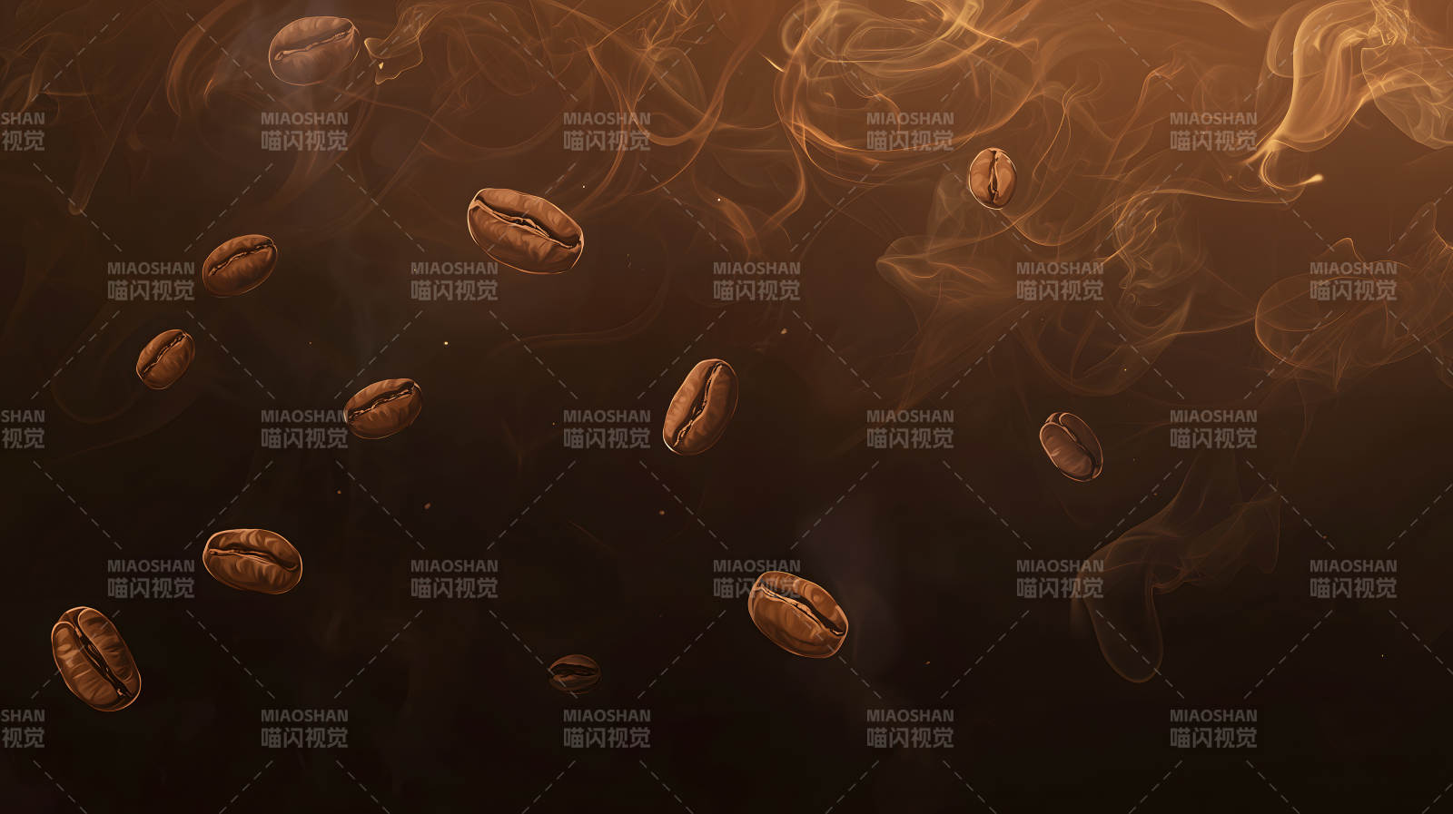 咖啡豆的金色漩涡图片