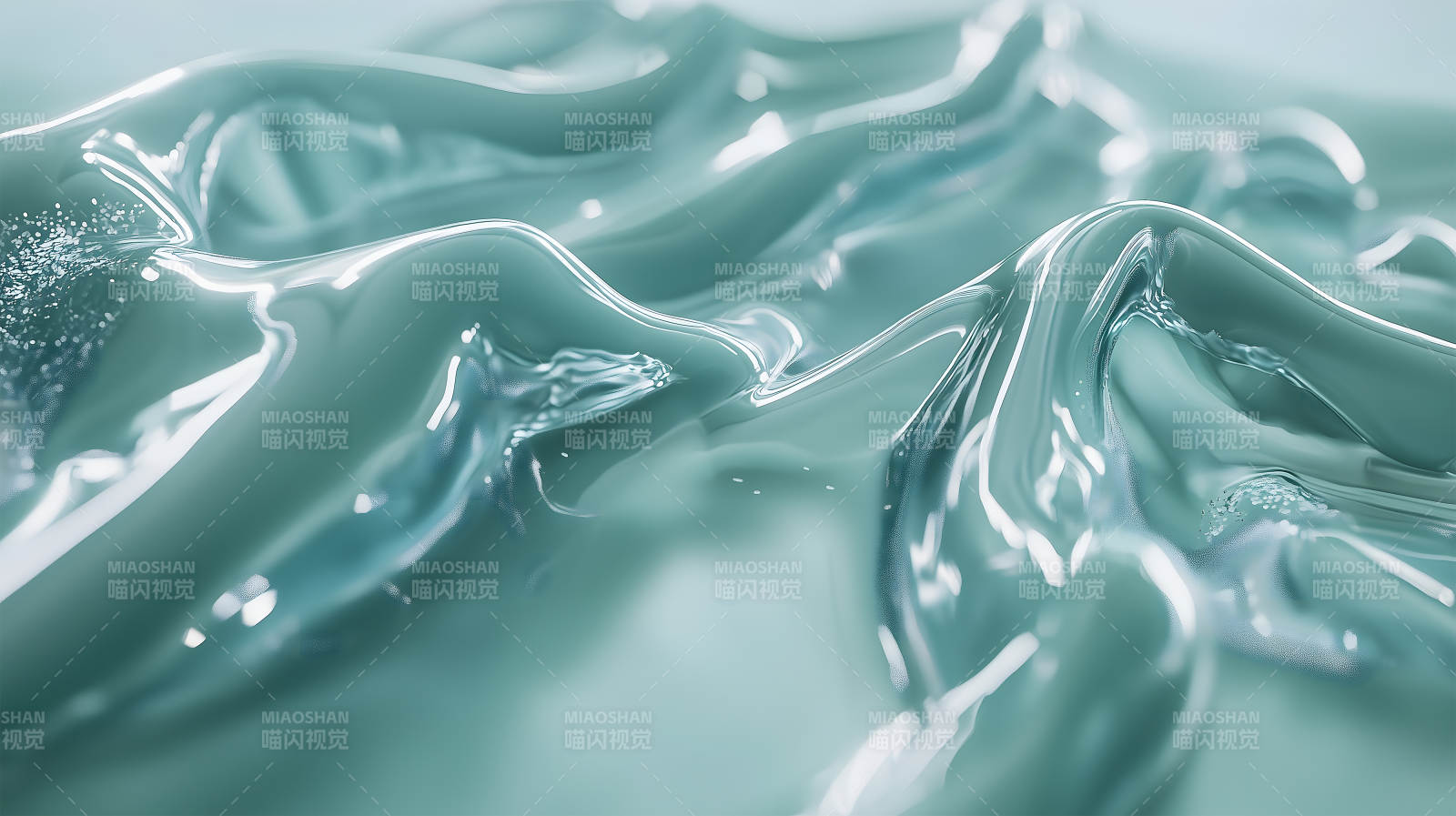 丝滑流动的薄荷色浪潮图片