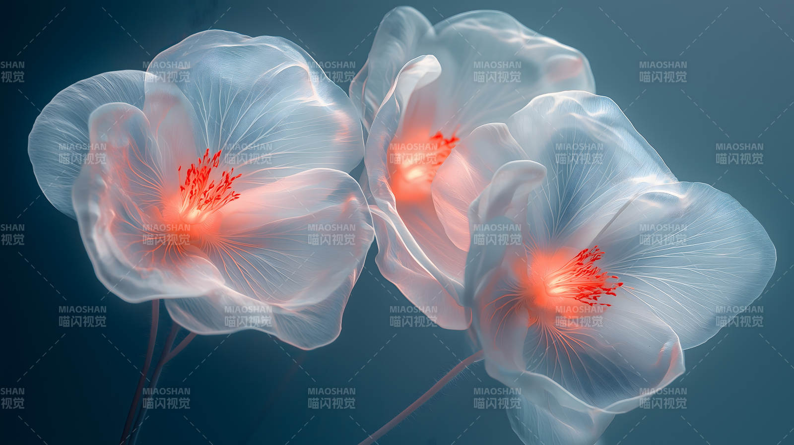 光影交织的透明花朵图片