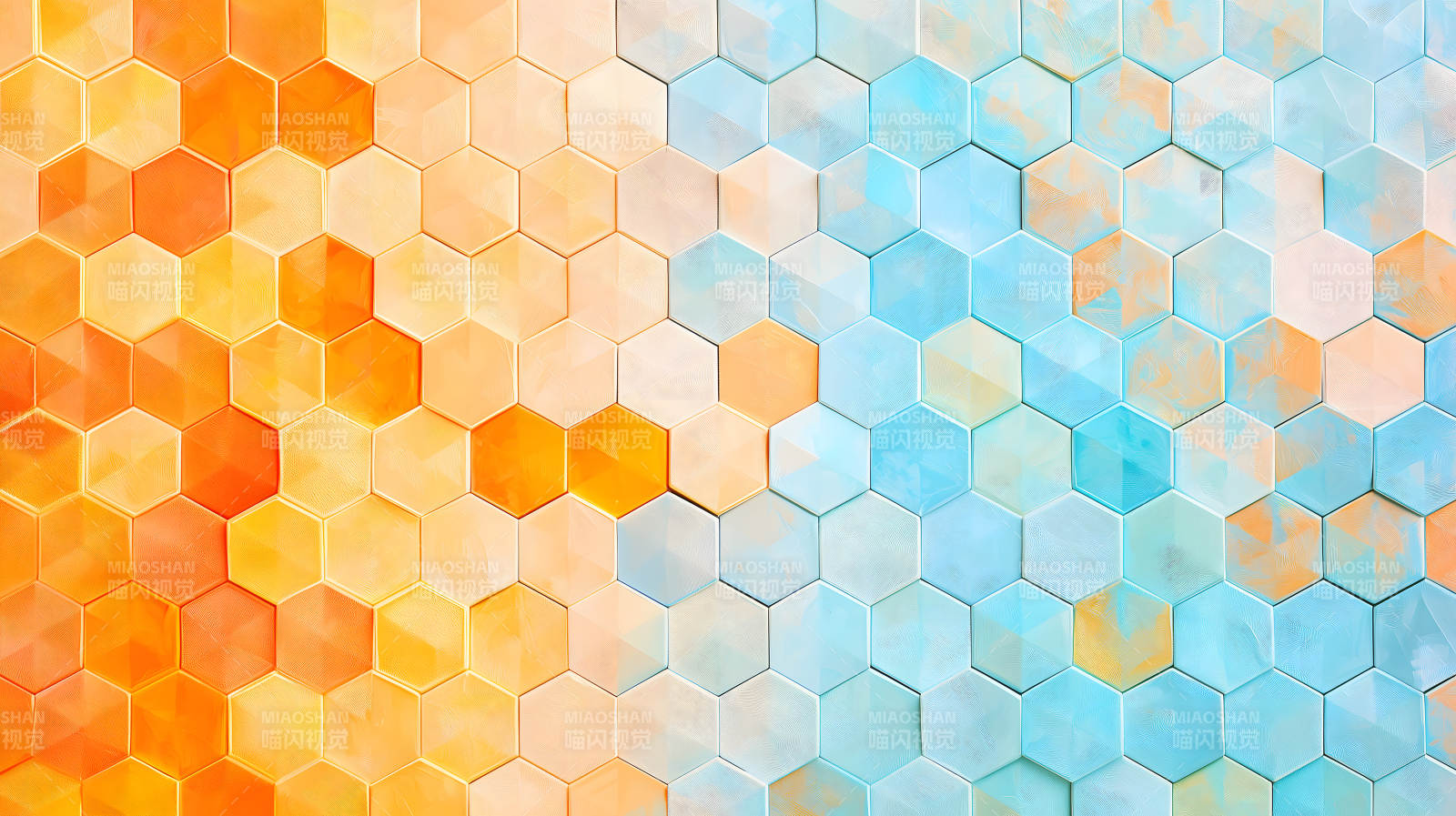 绚丽六边形艺术墙面图片