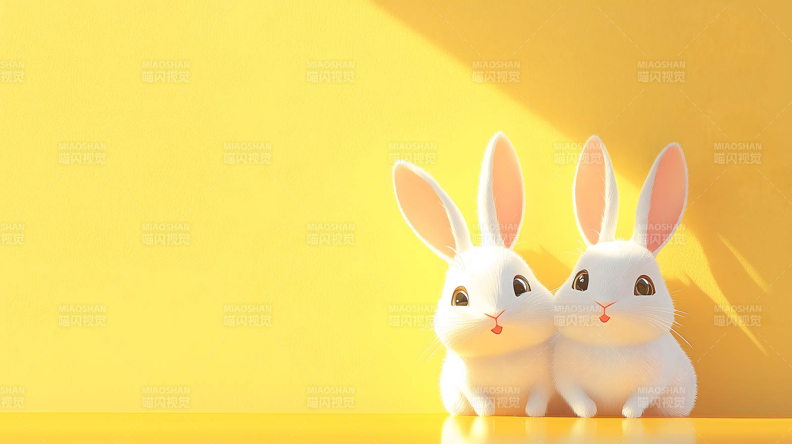 黄色背景下的兔子图片