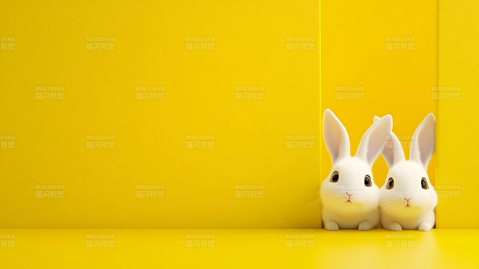 黄色背景下的兔子图片