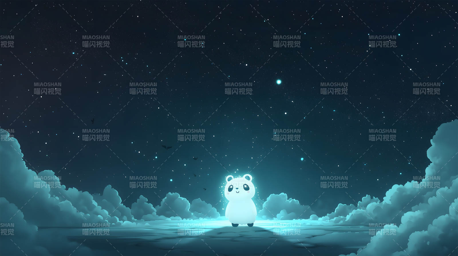 星空下的孤独熊猫图片