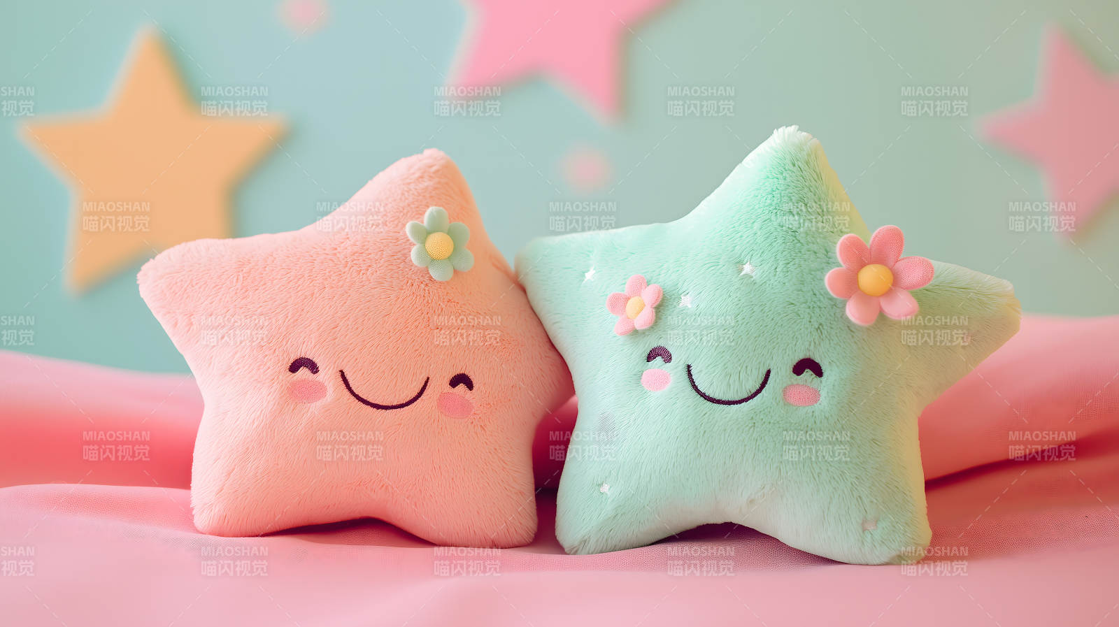 萌趣星星抱枕的甜蜜梦境图片