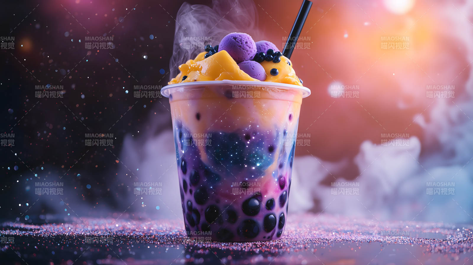 星空下的梦幻奶茶图片