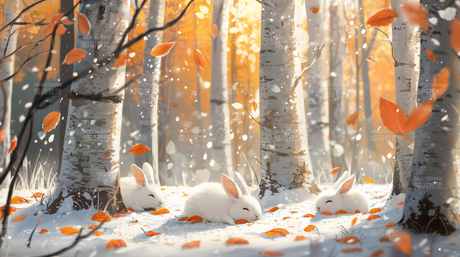 冬日暖阳下的兔子图片