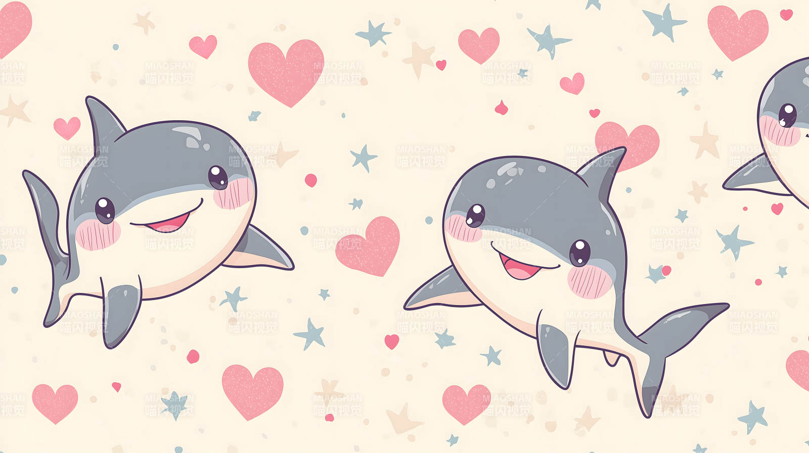 萌鲨与爱心的甜蜜碰撞图片