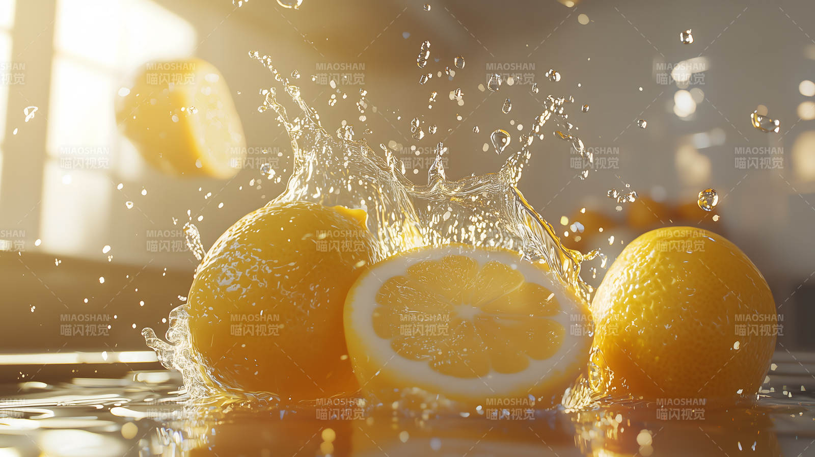 柠檬飞溅的清爽瞬间图片