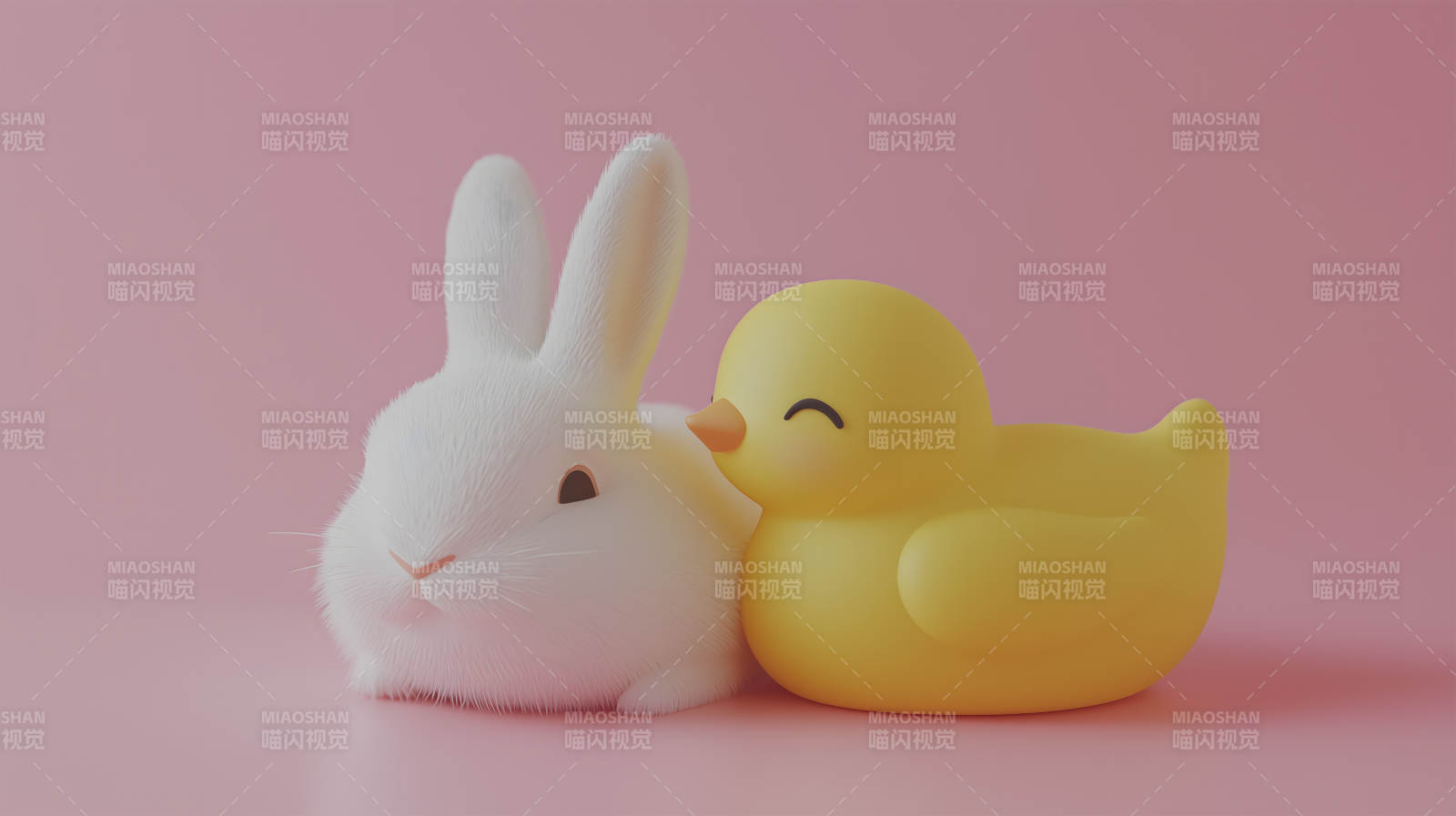 小鸭与兔子的甜蜜梦境图片