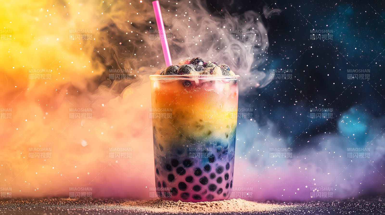 星空下的梦幻奶茶图片