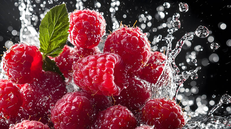 覆盆子的水花绽放图片