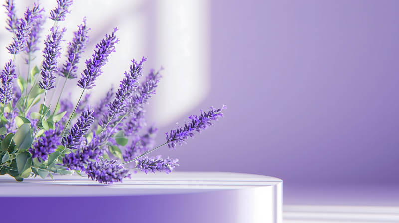 薰衣草与极简主义展台图片