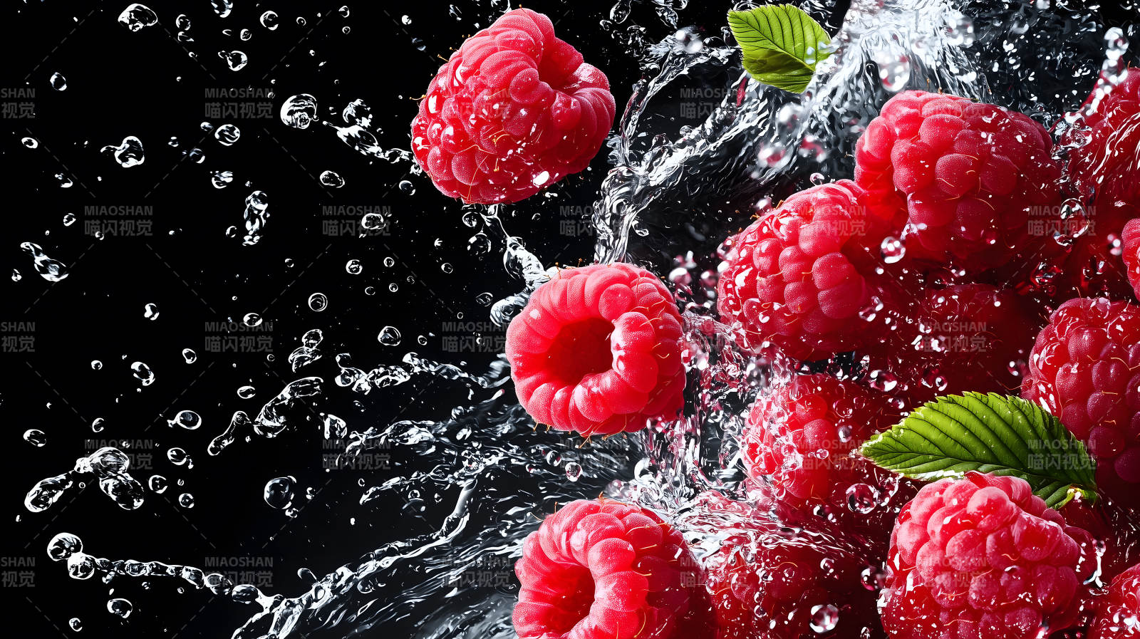 覆盆子的水花绽放图片