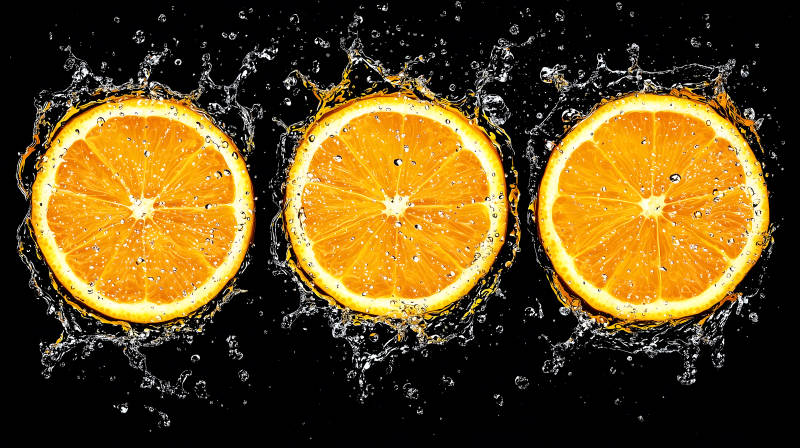 柠檬在水中飞溅的清爽图片