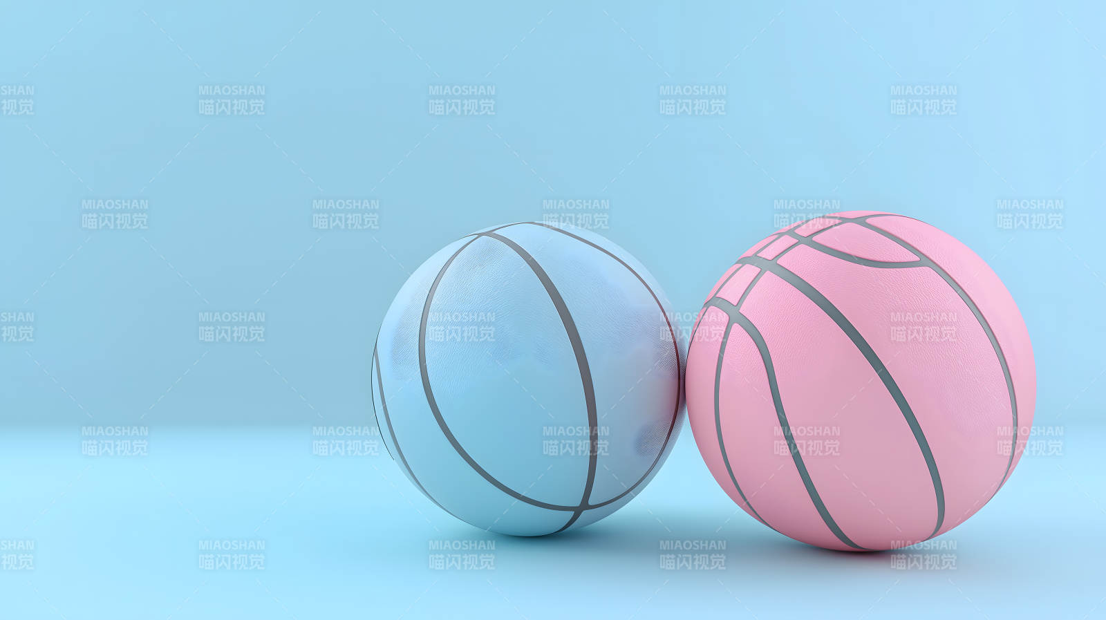 撞色背景下的篮球艺术图片