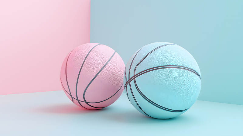 撞色背景下的篮球艺术图片