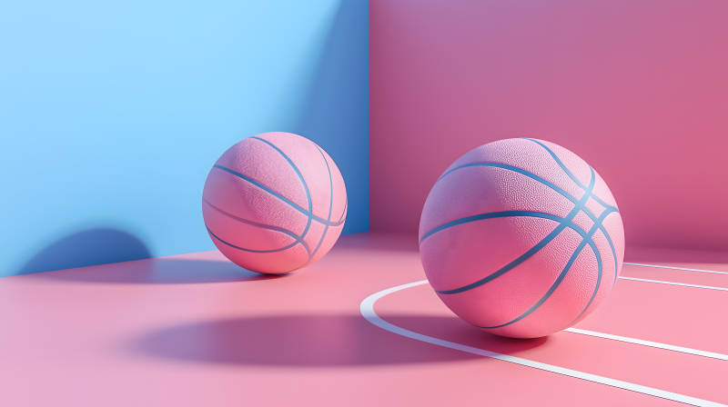 撞色背景下的篮球艺术图片